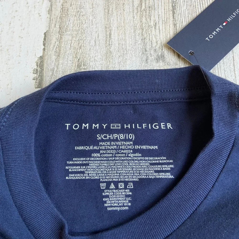 NWT Tommy Hilfiger Boys Size Small 8/10 Navy Blue Short Sleeve Tee Soft
